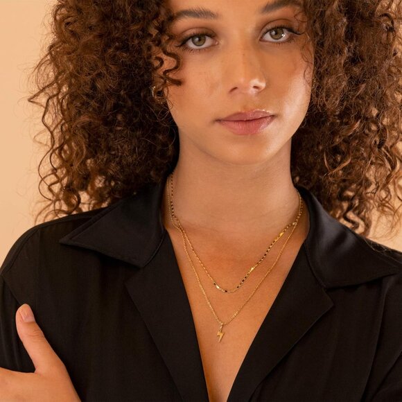 Women's Lightning Stylish Minimalist Double Layering Design Pendant Necklaces - Picture 2 of 5